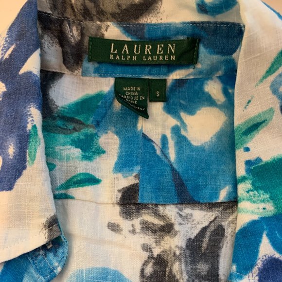 Womens Lauren Ralph Lauren Floral Linen Button-Down Shirt - Picture 4 of 4